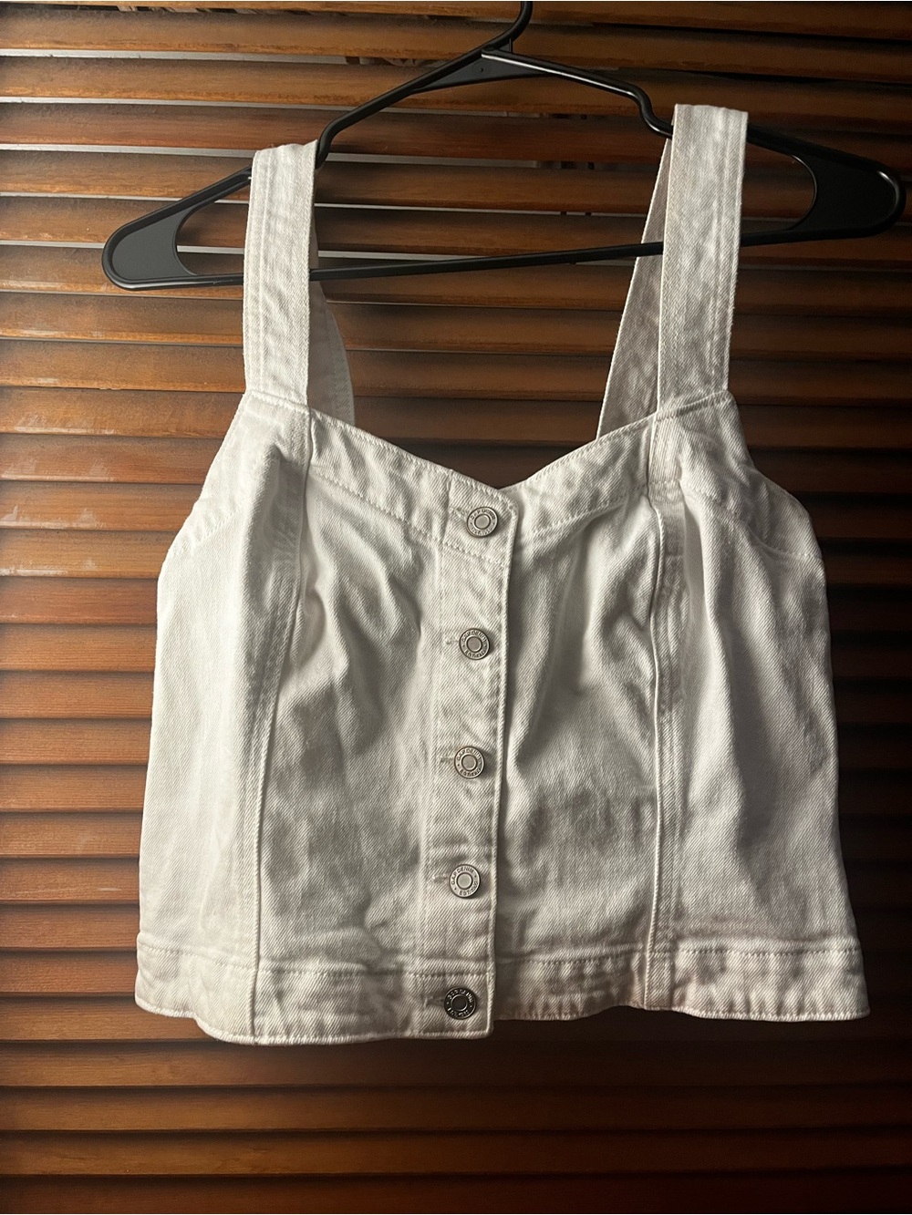 Gap White Button-Front Denim Crop Tank